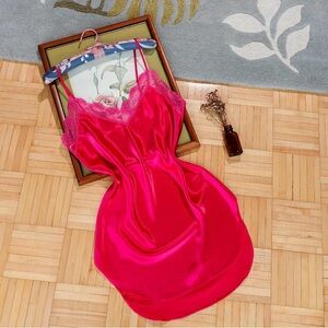 Vintage Victoria’s Secret Gold Label hot pink satin slip dress
